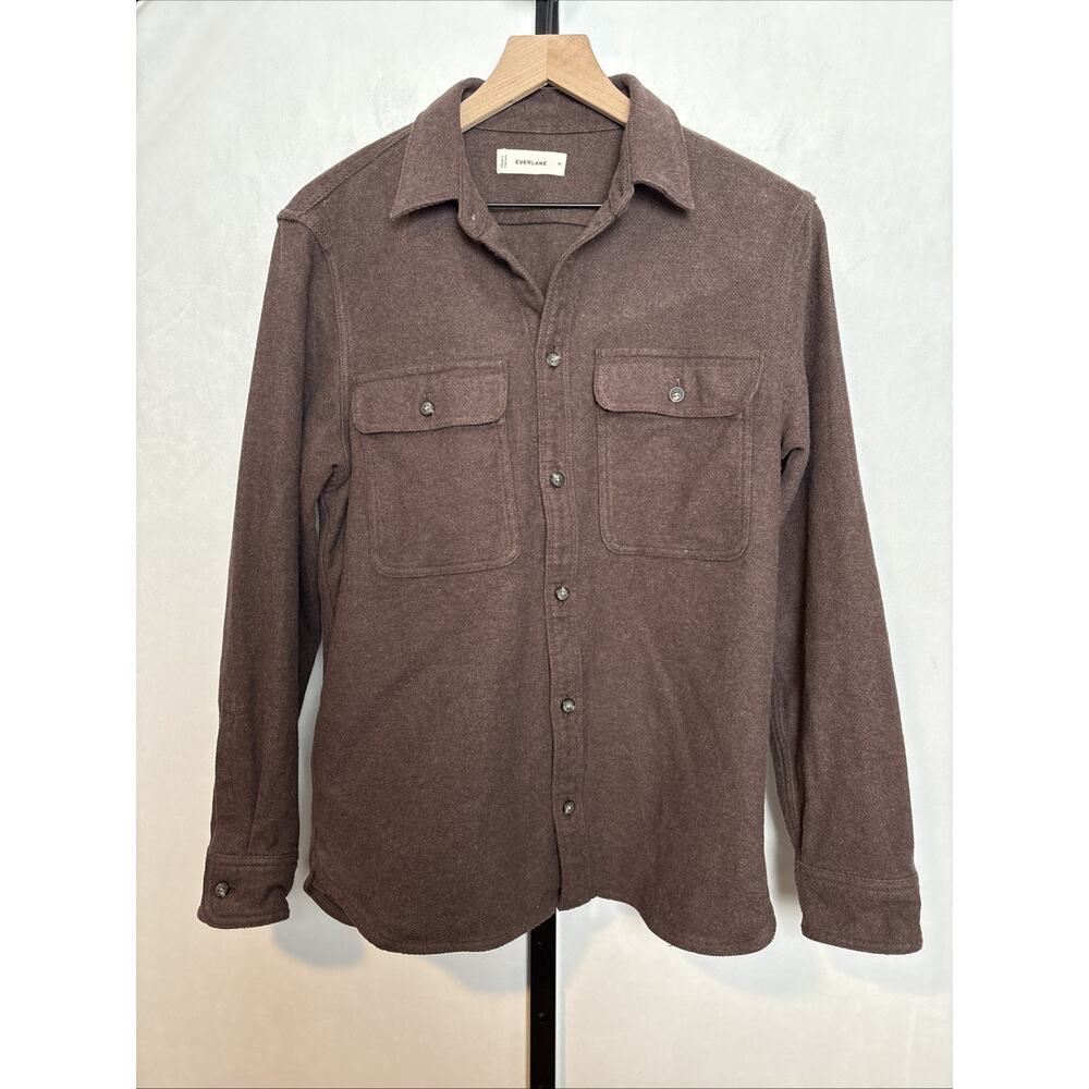 Everlane Heavyweight Overshirt Men's Medium Button Up Brown Cotton Pockets Work